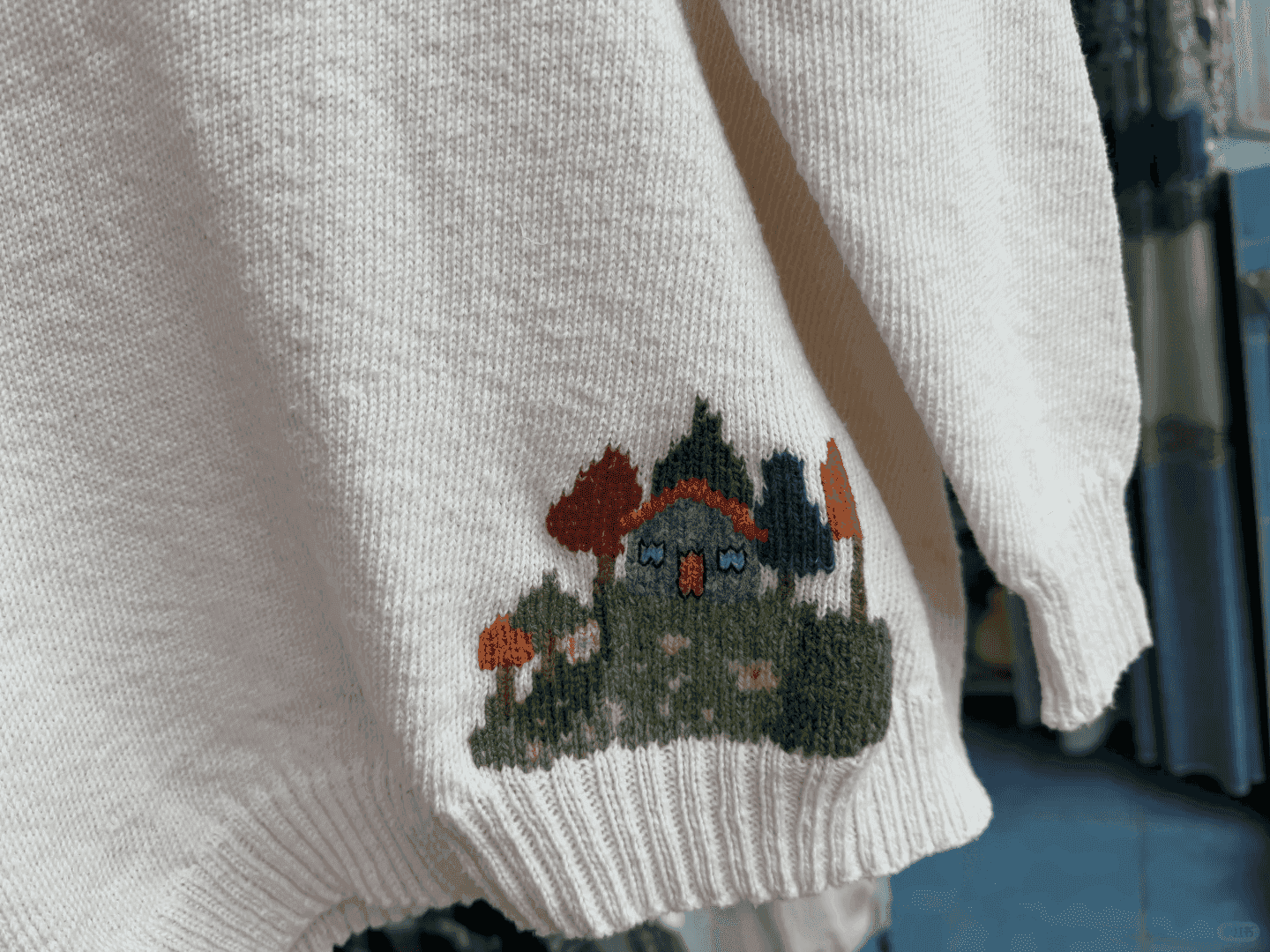 第一次凭着感觉在毛衣上刺绣。