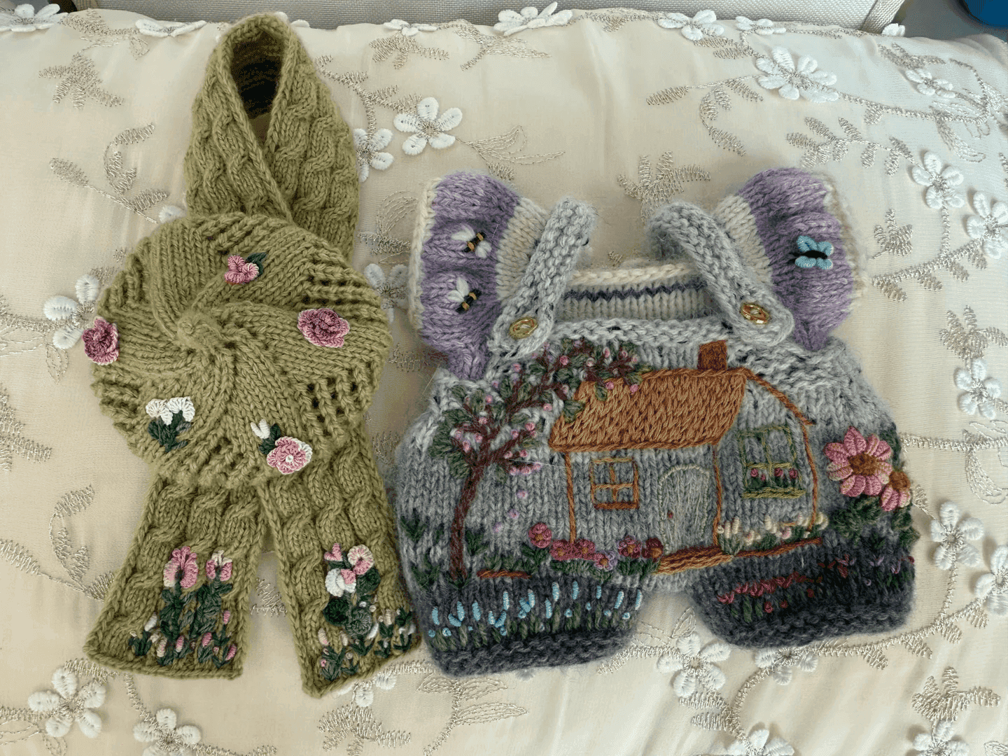 毛线界的治愈小美好❤️就喜欢刺绣造景。