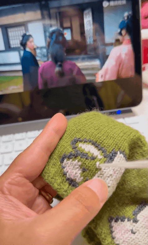 棒针里的刺绣像素小兔子 可可爱爱的小白兔